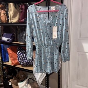Mimi Chica NWT Sz M Blue Floral Romper